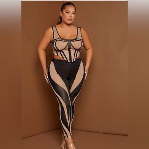 Never Worn** Plus Colorblock Asymmetrical Hem Tank Top & Leggings